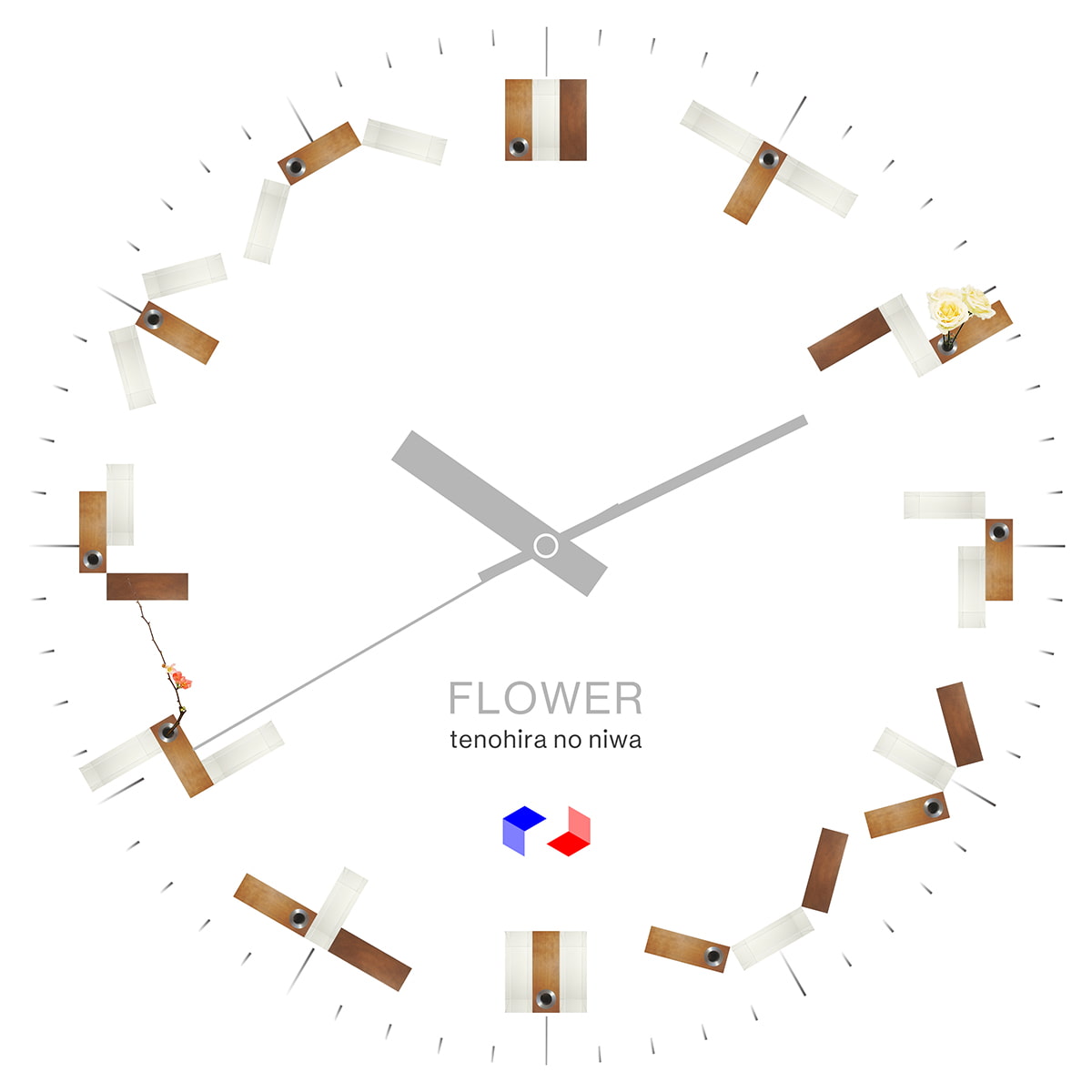 FLOWER 01, 02の組合せ画像を時計の文字盤にした画像