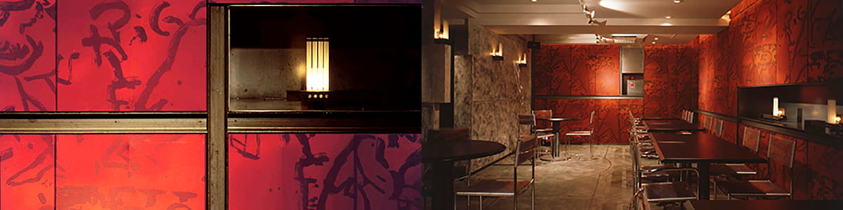 ガラスチューブとスチールアングルの組み合わせのランプデザイン